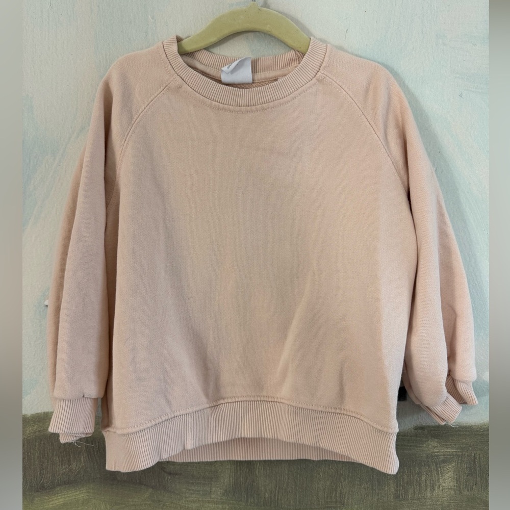 ZARA Kids Crewneck Sweatshirt Pale Pink Cotton Size 3-4 - Picture 2 of 4